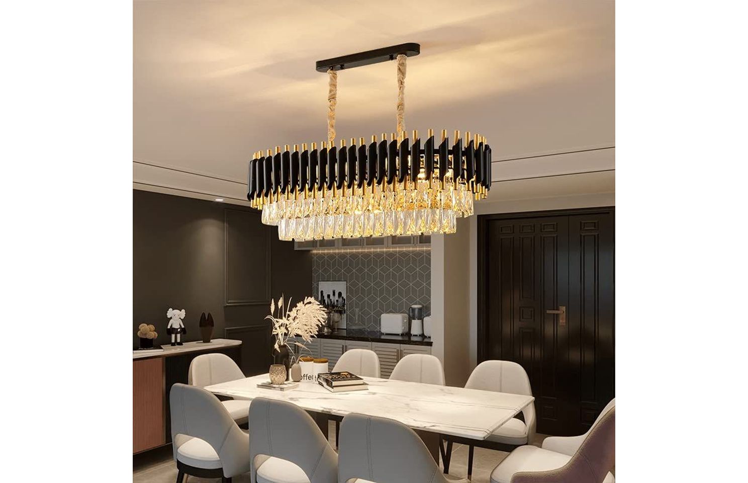 Lustre en cristal Oval a 8 lampes