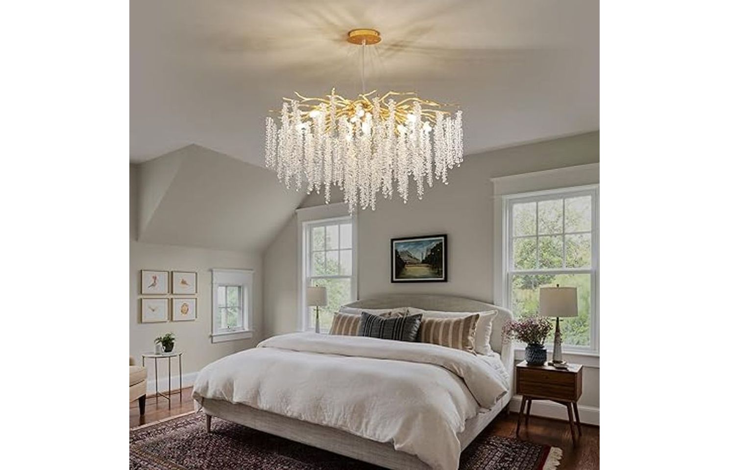 Lustre décoratif en cristal doré