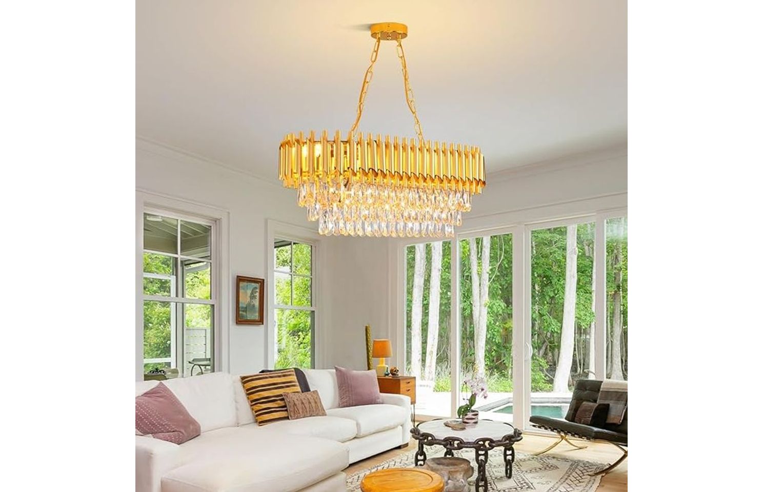 Lustre en cristal Oval a 8 lampes