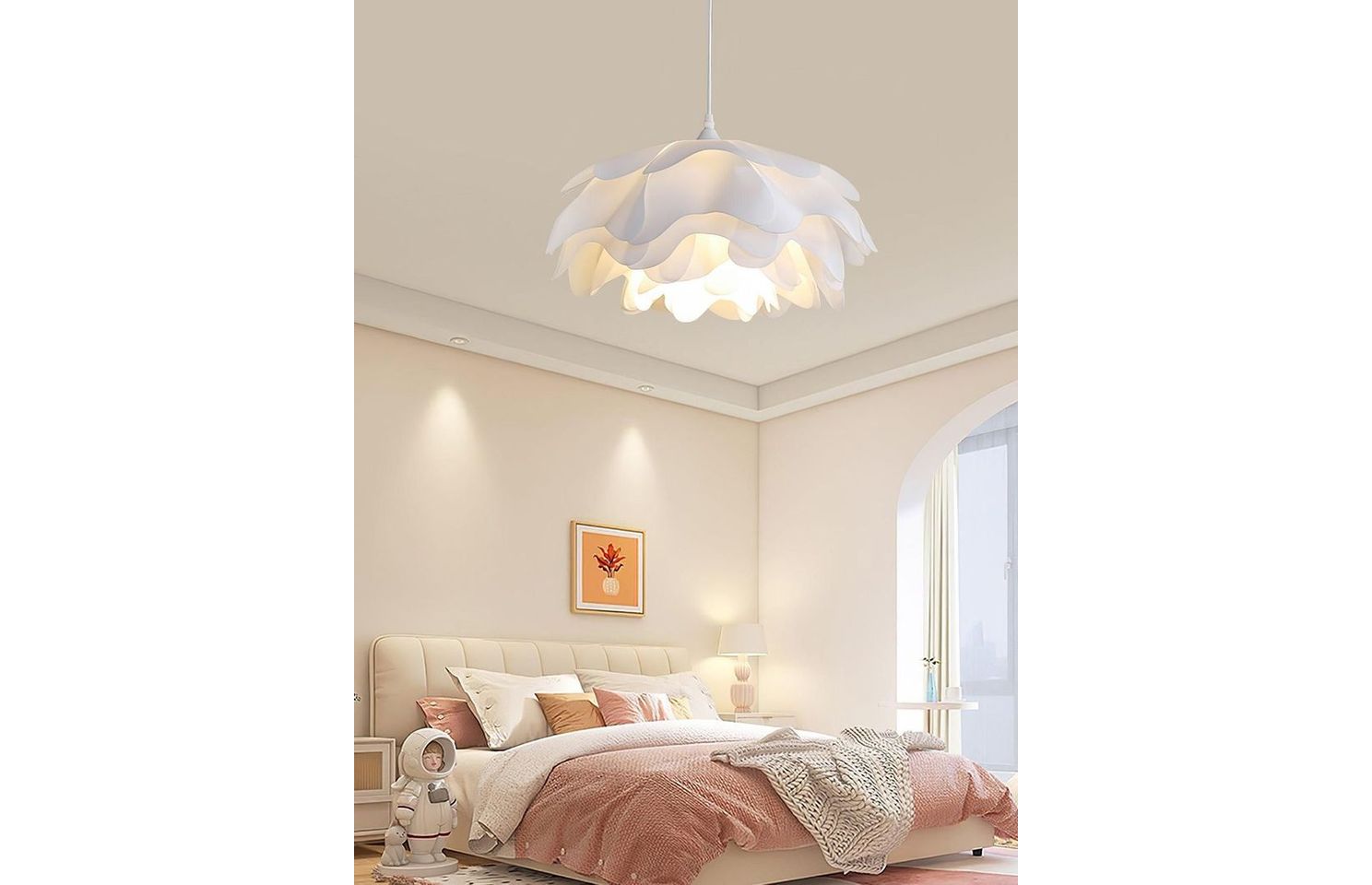 Alva-Lampe suspendue plissée en PVC blanc 40cm